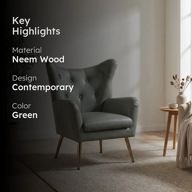 Urban Neem Wood Lounge Chair - Green media 2