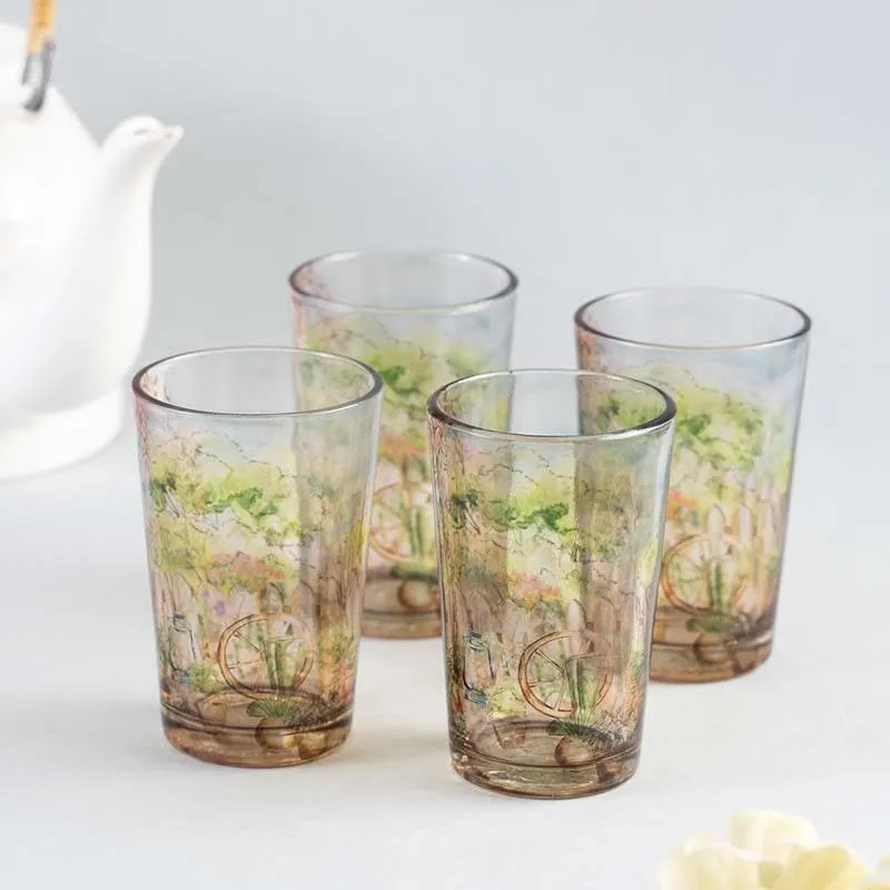 English Flower-Adorned Chai Glass - Set of Four media 4
