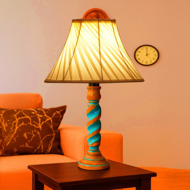 Elara Auro Wooden Table Lamp - Ivory