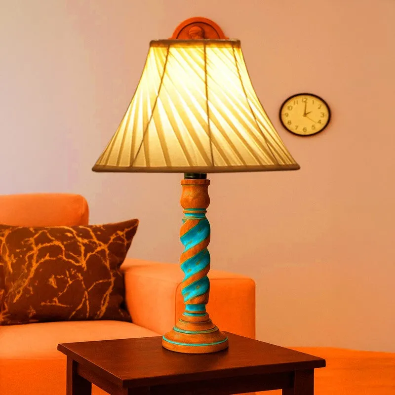 Elara Auro Wooden Table Lamp - Ivory media 1