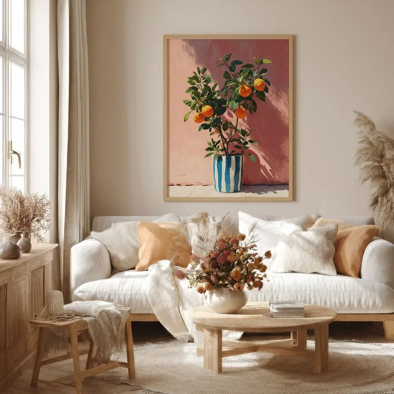 Orange Serenade Canvas Wall Painting - Brown Frame media 4