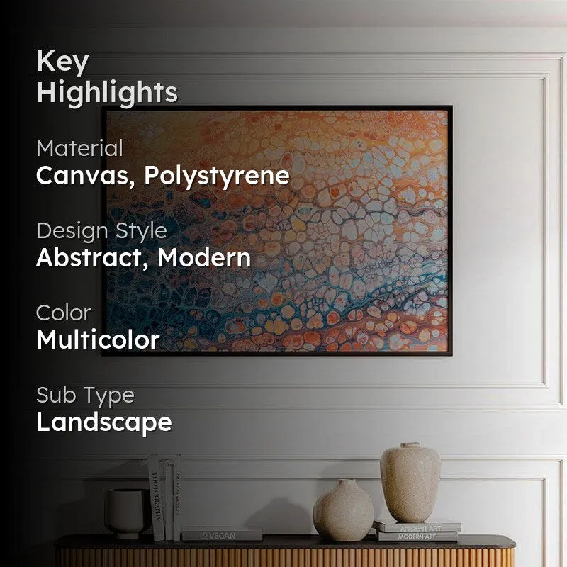 Cells Abstract Canvas Wall Painting - Black Frame media 2