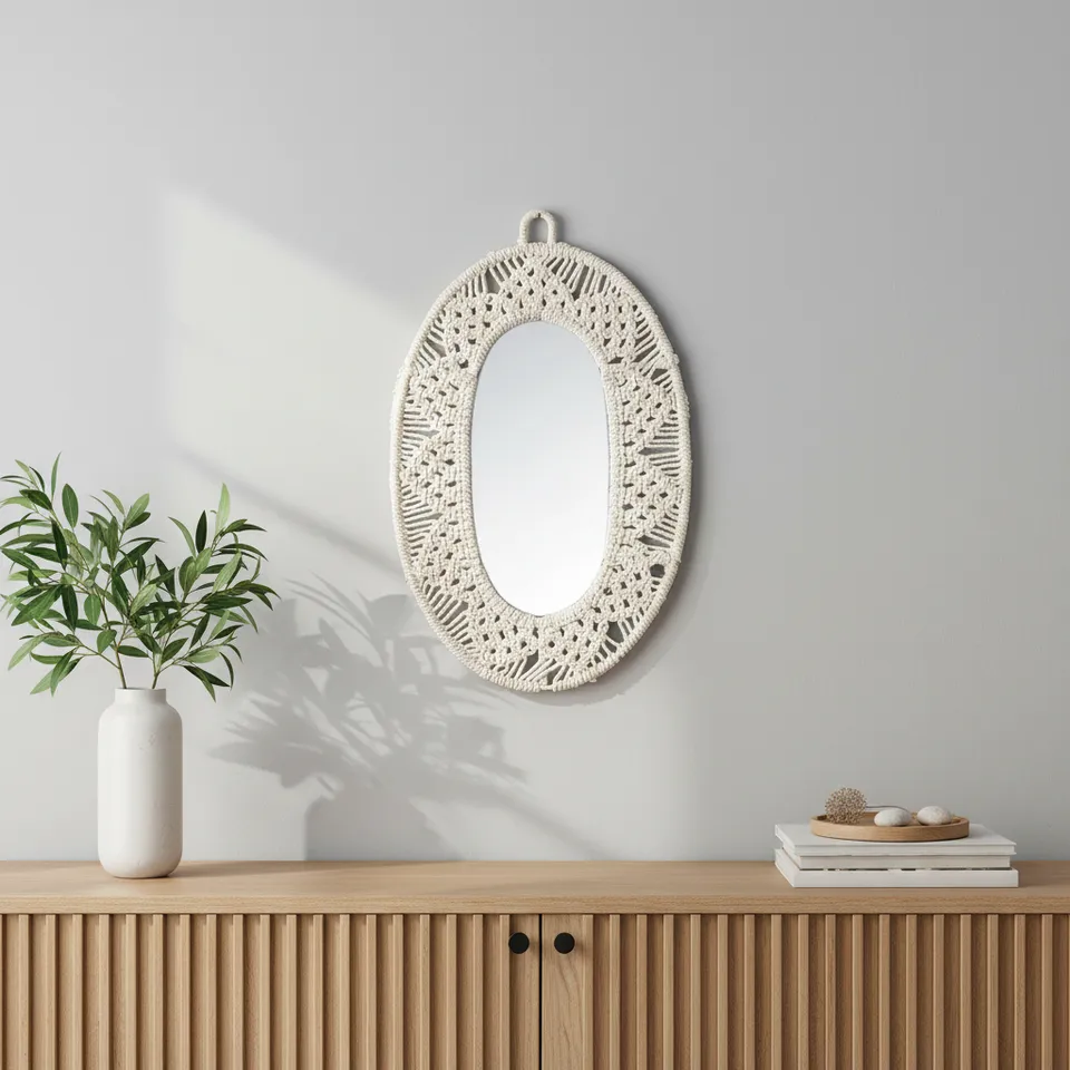 Soulfully Boho Macrame Wall Mirror media 1