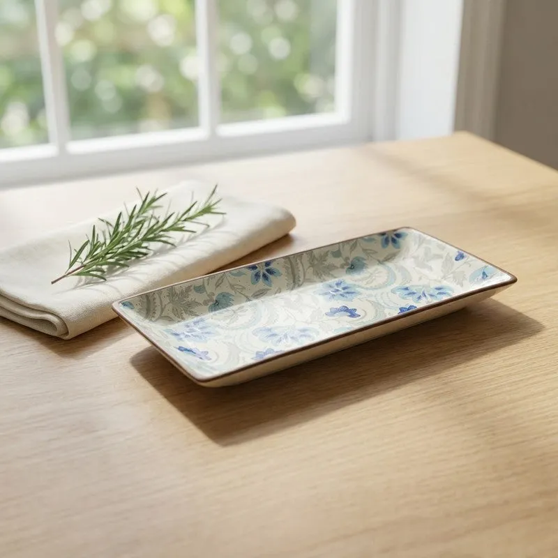 Florale Ceramic Rectangular Platter - Blue media 3