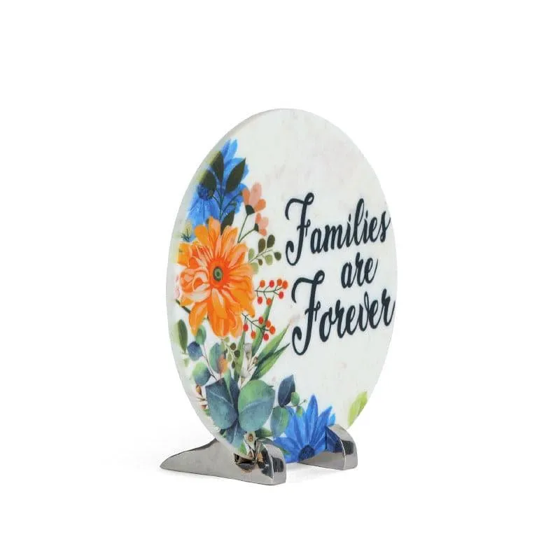Families Are Forever Floral Printed Marble Showpiece media 3
