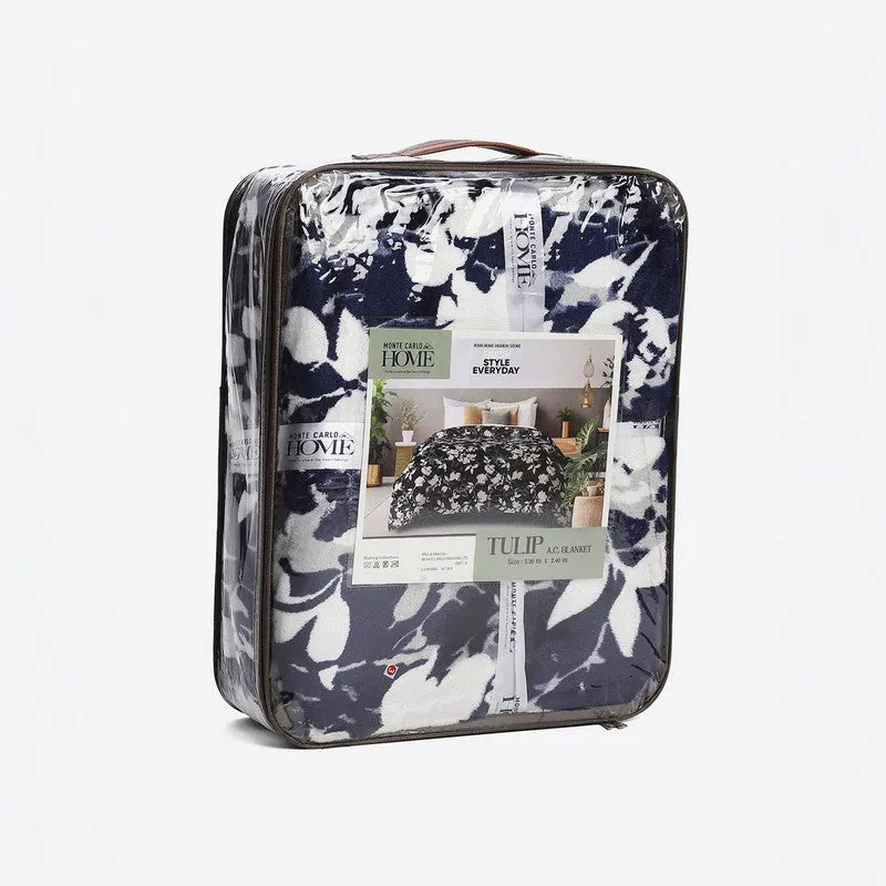 Monte Carlo Petaluxe Floral Print Polyester Blanket (Blue) - 300 GSM media 7