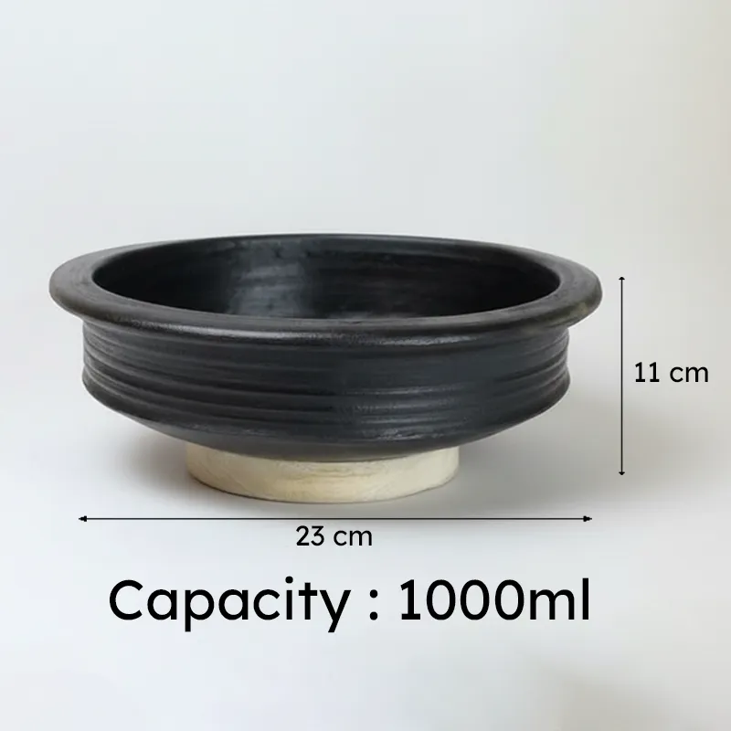 Manawari Clay Pot Black 1000 mL / 9 Inches media 6