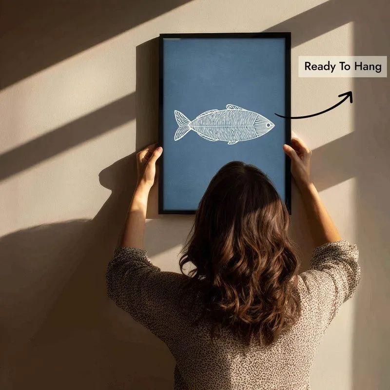 Minimal Fish Artwork Canvas Wall Painting With Black Frame media 10