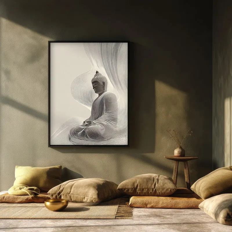 Quiet Contour Buddha Wall Painting With Black Frame media 3