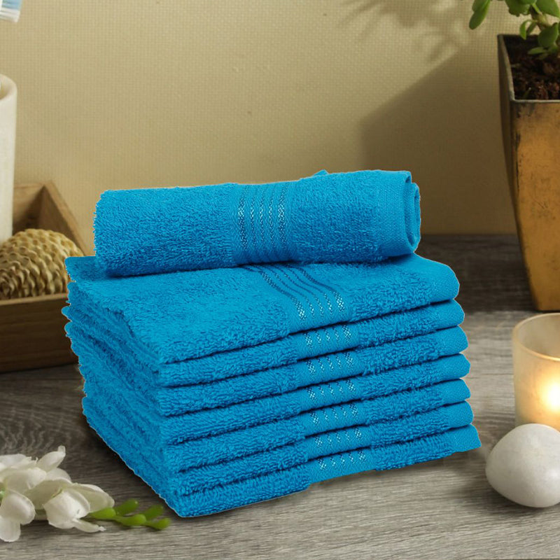 Eva Quick Dry Face Towel (Blue) - Set Of Eight