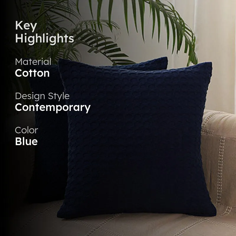 Florence Sunset Solid Cotton Cushion Cover (Navy Blue) - Set Of Two media 2
