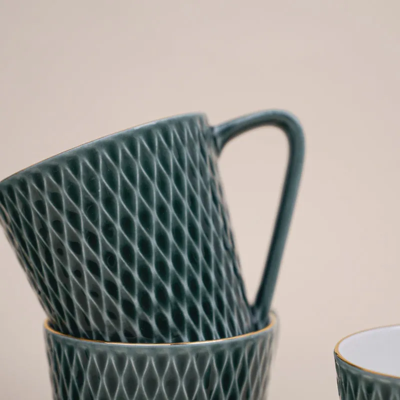 Bruna Porcelain Tea Cup (180 mL Each)/Green)- Set of Six media 4