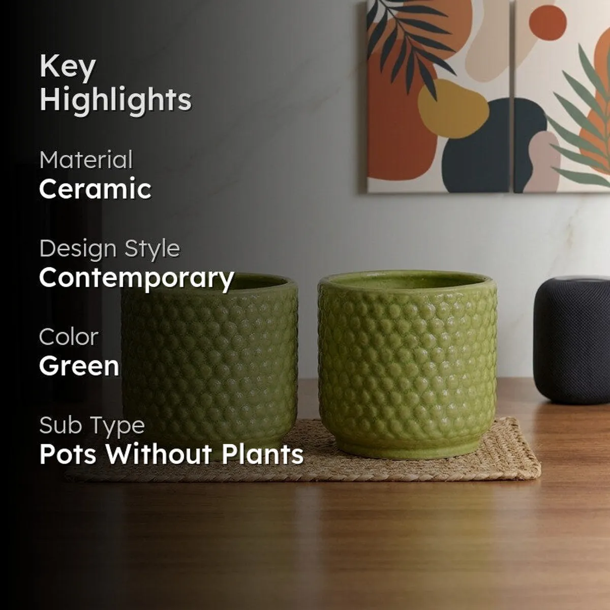 Nordic Bubble Ceramic Planter (Green) - Set of Two - 2