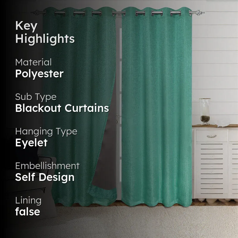Saral Home Auriel Blackout Curtain (Teal) - Set Of Two media 2