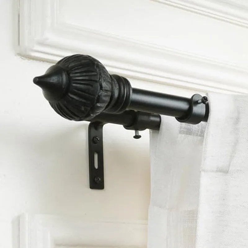 Chateau Etch Duo Extendable 1" Double Curtain Rods With Round Finial & Brackets media 3