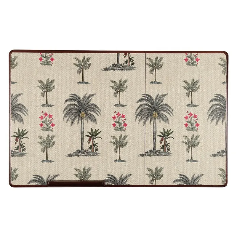 India Circus Teak Wood Chevron Palms Laptop Table media 6