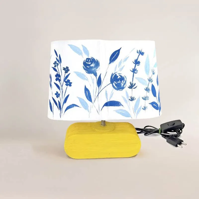 Indigo Bloom Glam Handpainted Fabric Table Lamp - Multicolor media 5