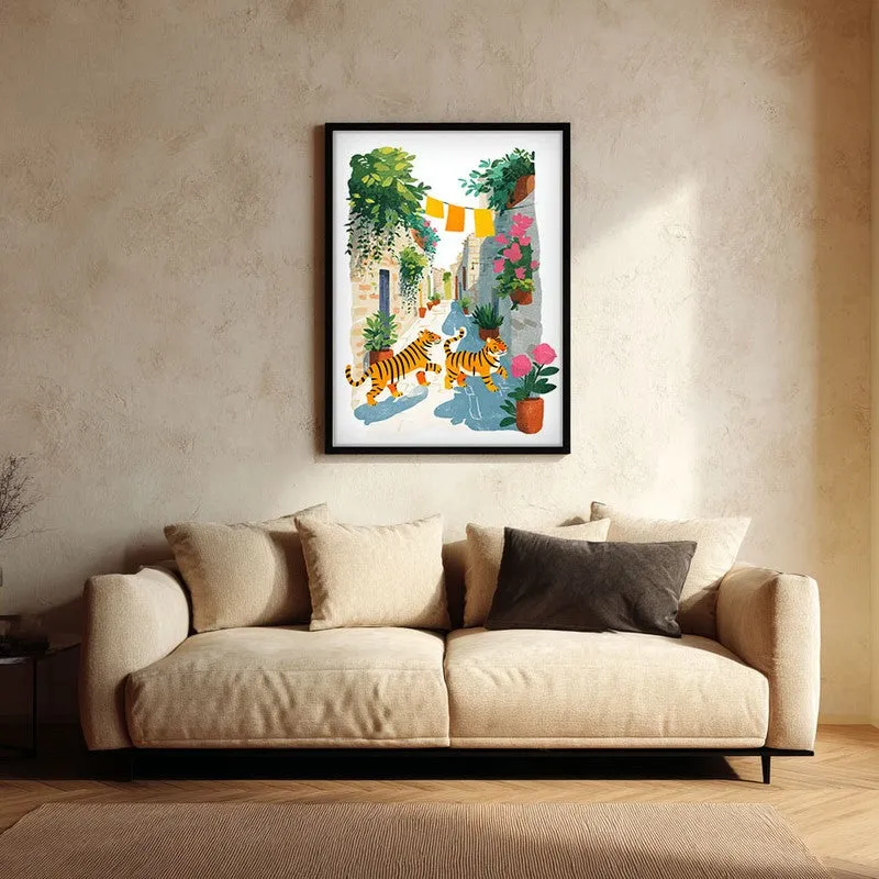 Sunwashed Canvas Wall Painting - Black Frame media 1