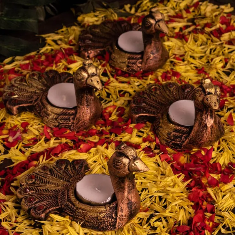Neck Peacock Tea Light Holder - Set Of Four media 7
