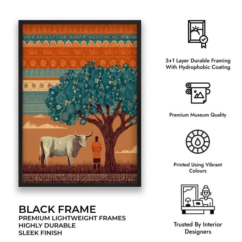 Kamadhenu Canvas Wall Painting With Black Frame media 9
