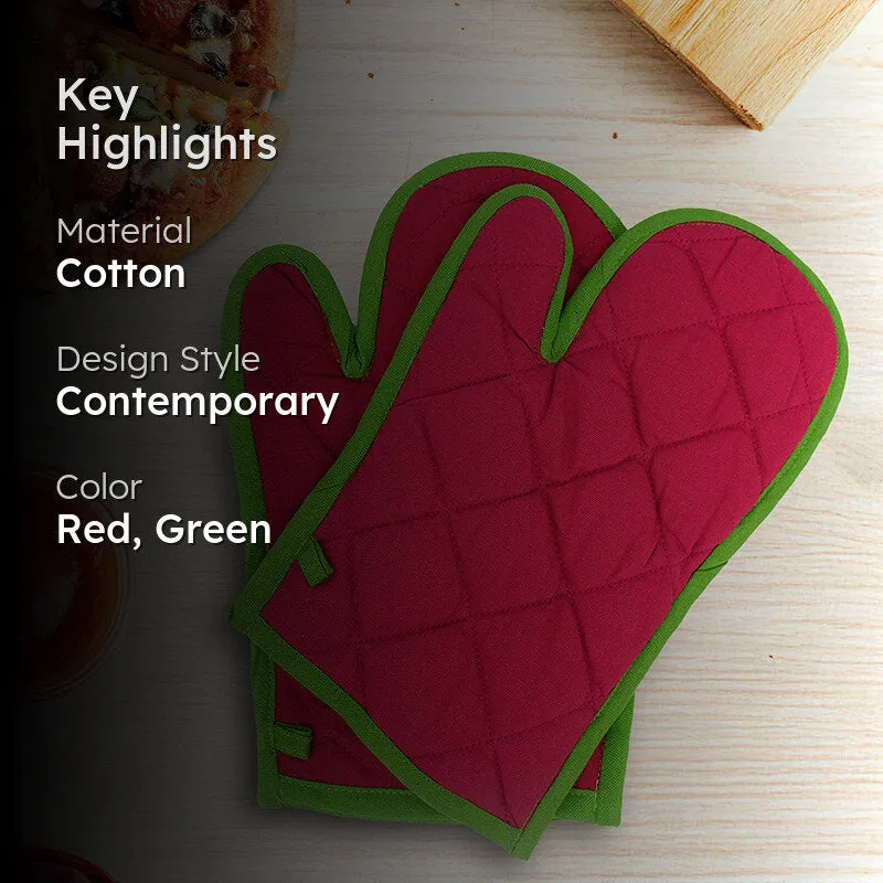 Swayam Teplo Kitchen Gloves (Red & Green) - Set Of Two media 2