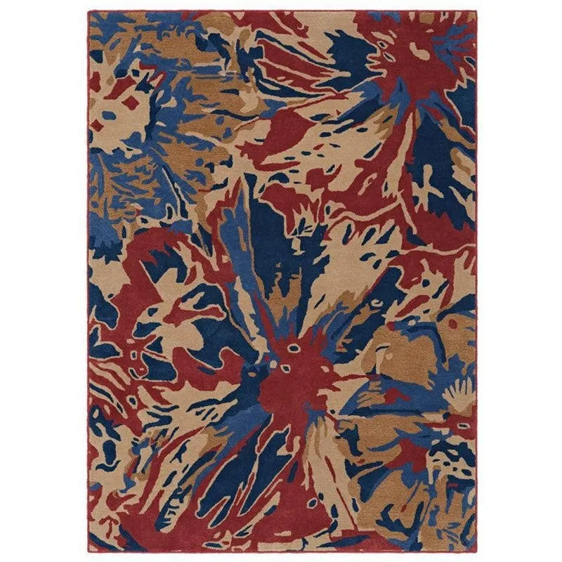 Taranis Hand Tufted Floral Wool & Nylon Carpet - Brown & Blue media 1