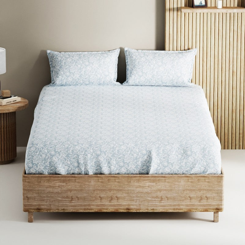 Havor Cotton Bedsheet (Grey,White) - 144 TC media 3
