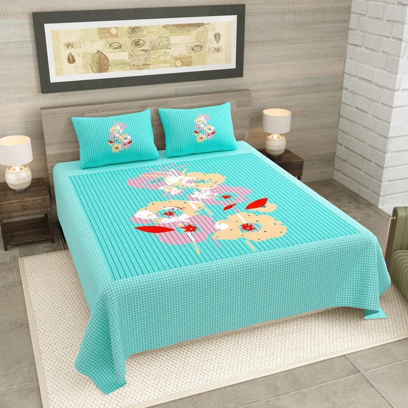 Desert Glow Cotton Bedsheet (Sky Blue) - 120 TC media 1