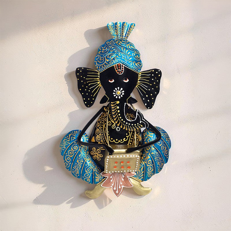 Ganesh Handcrafted Iron Wall Accent - Blue