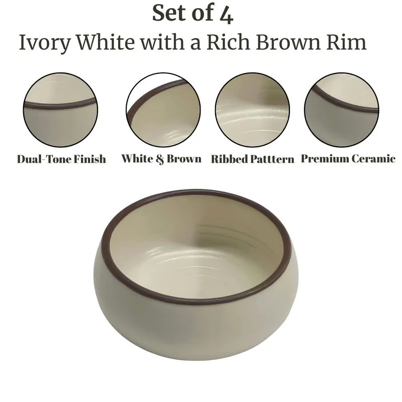 Brownline Handcrafted Ceramic Dip Bowls (Off White,150 mL) - Set Of Four media 5