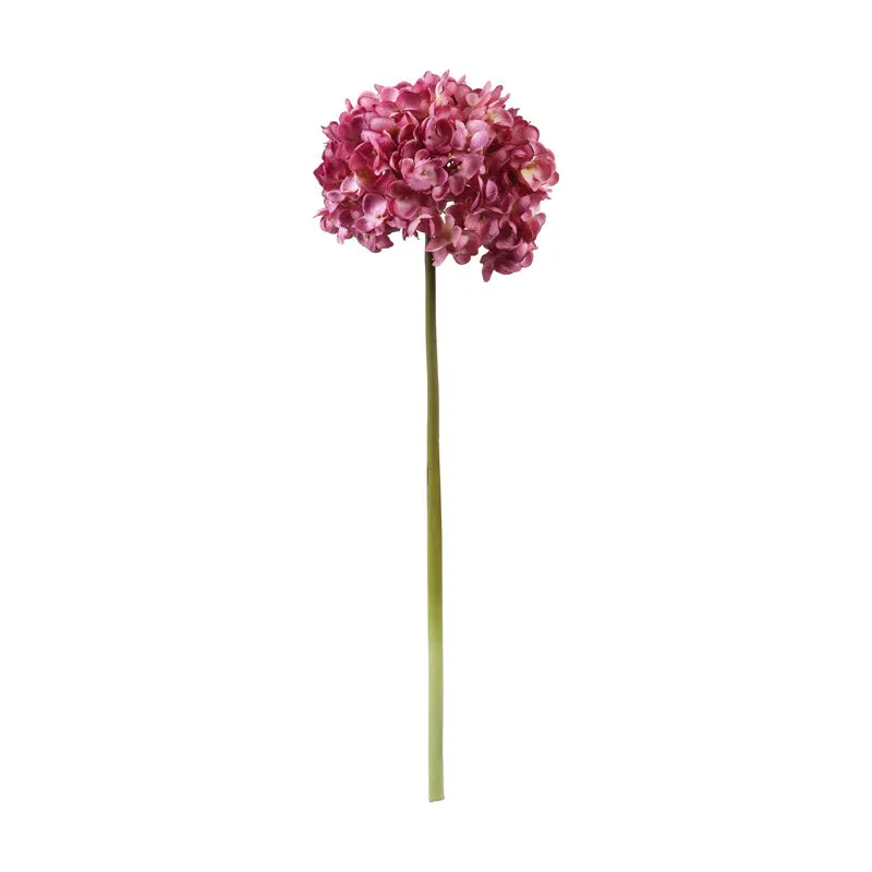 Artificial Realistic Fabric Hydrangea Flower Stick (Dark Pink) - Set Of Three media 4
