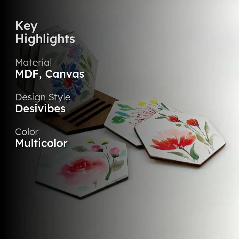 Neju Bloom Handpainted Coaster - Set Of Six media 2