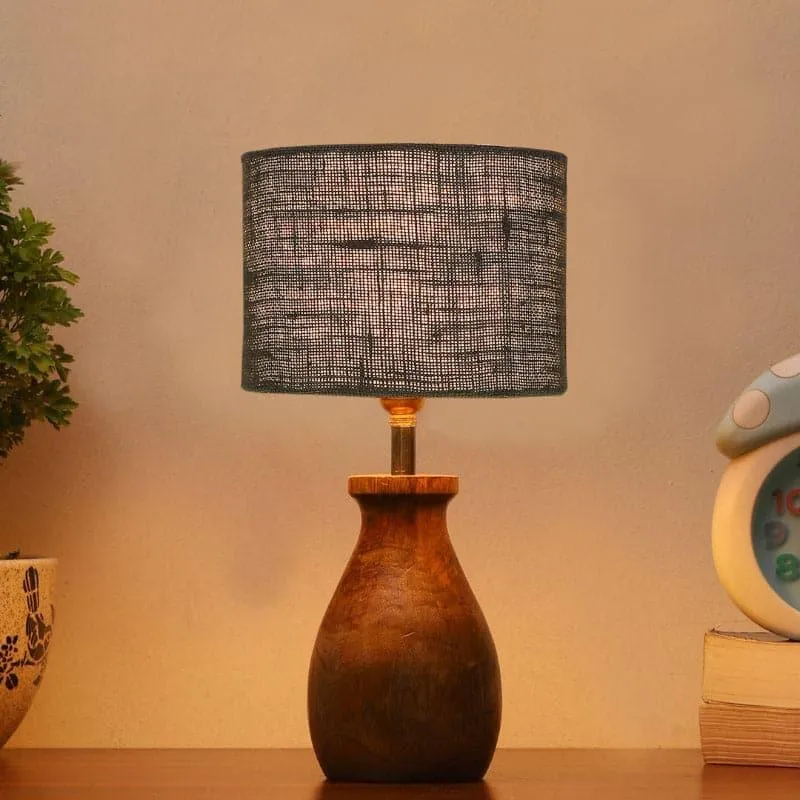 Sheldo Mista Fabric Table Lamp - Black,Brown media 1