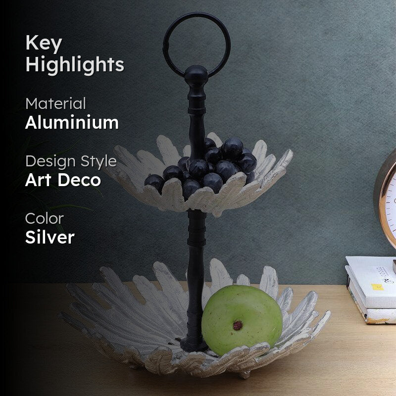 Silver Papri Tiered Aluminum Platter media 2