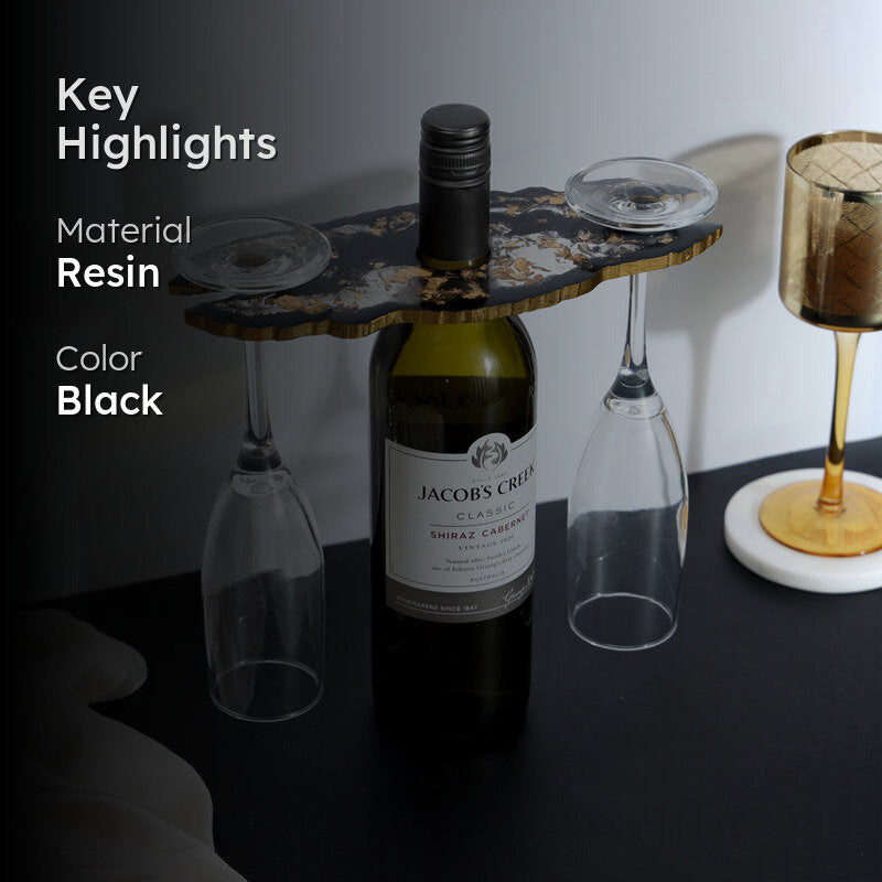 Resinor Wine Bottle & Glass Holder - Black media 2