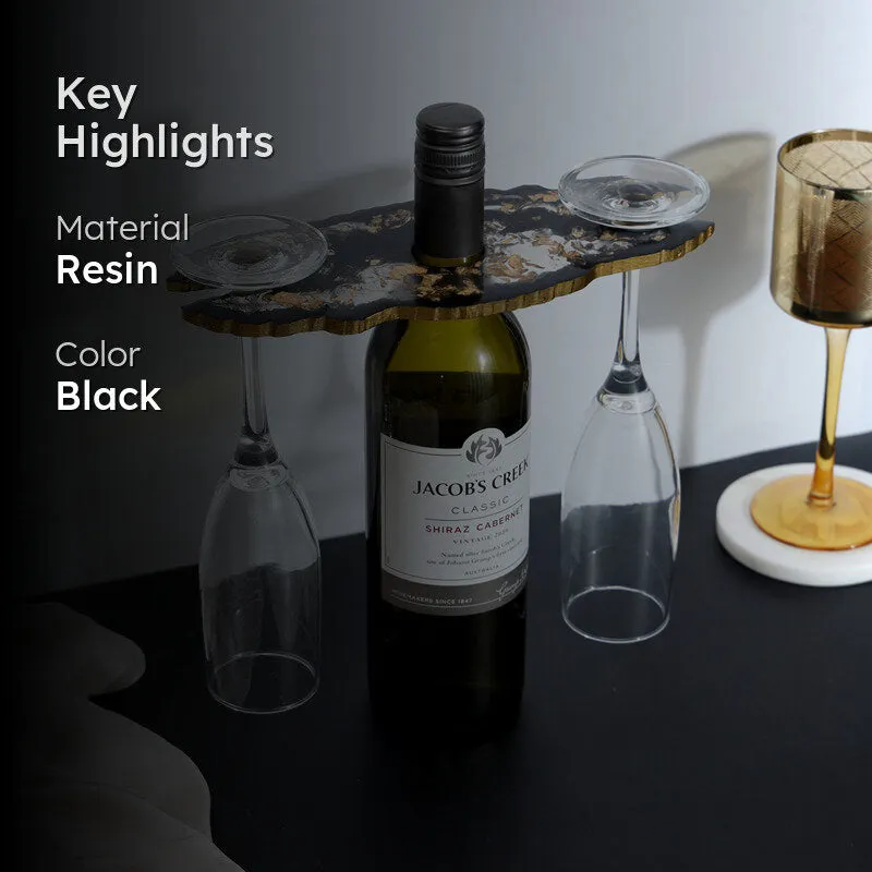 Resinor Wine Bottle & Glass Holder - Black media 2