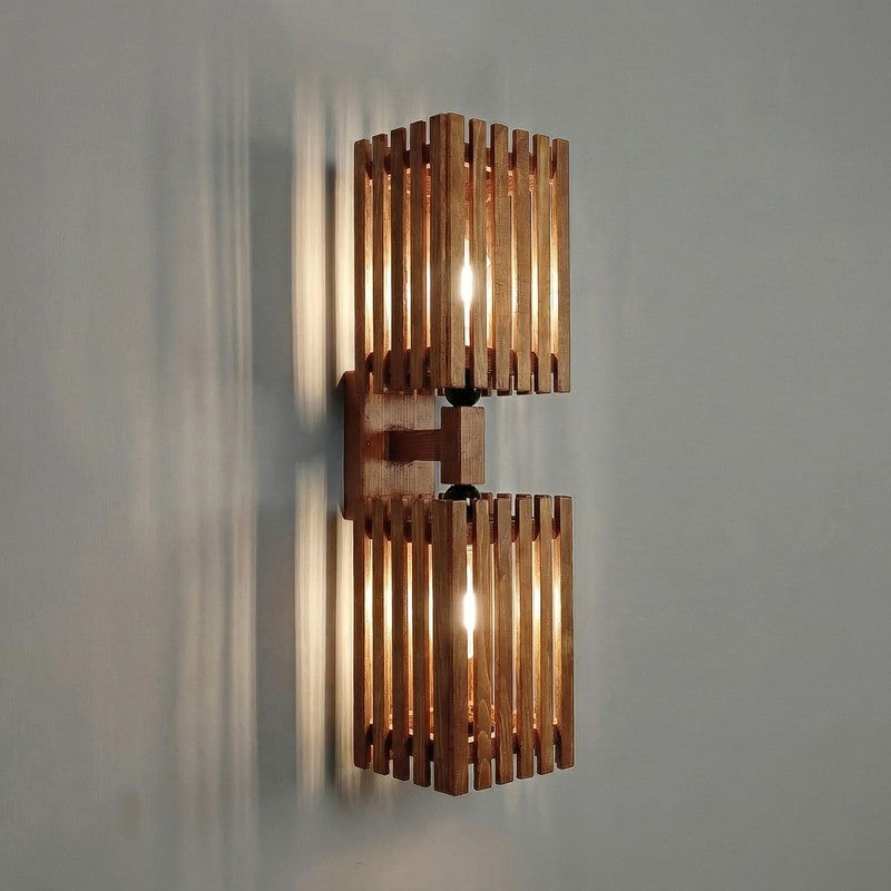 ParallelGlow Wooden Wall Lamp - Brown media 6