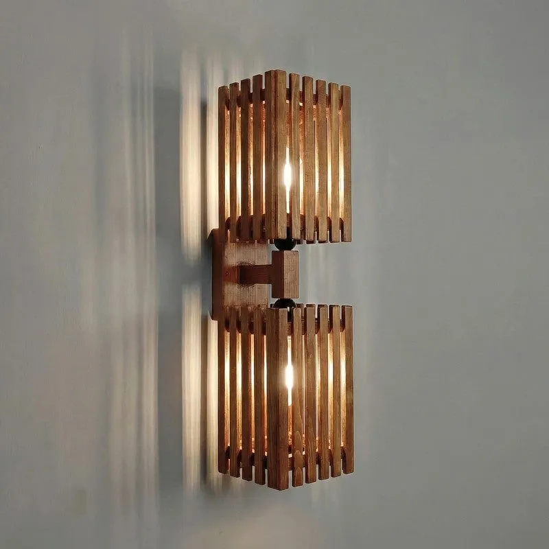 ParallelGlow Wooden Wall Lamp - Brown media 6