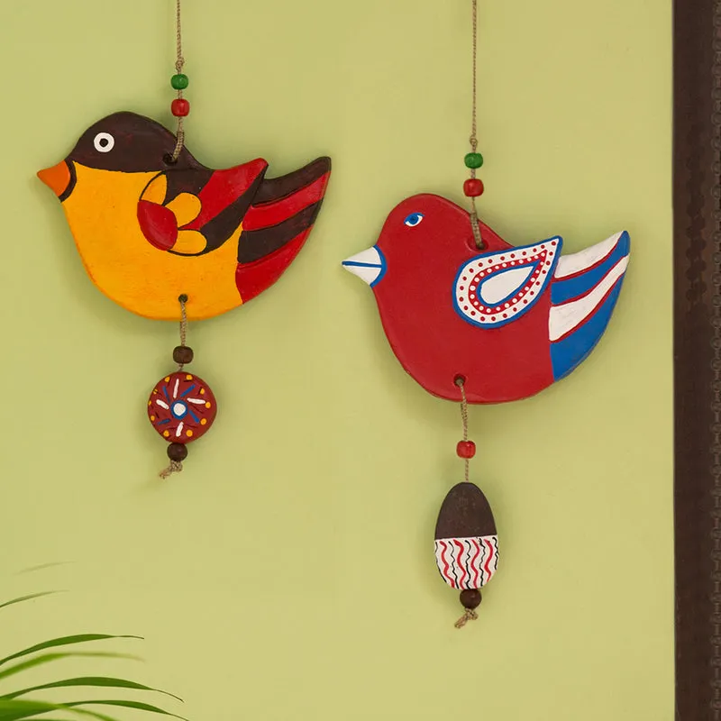 Chidiya Whisper Handmade Terracotta Wall Hanging - Set Of Two media 1