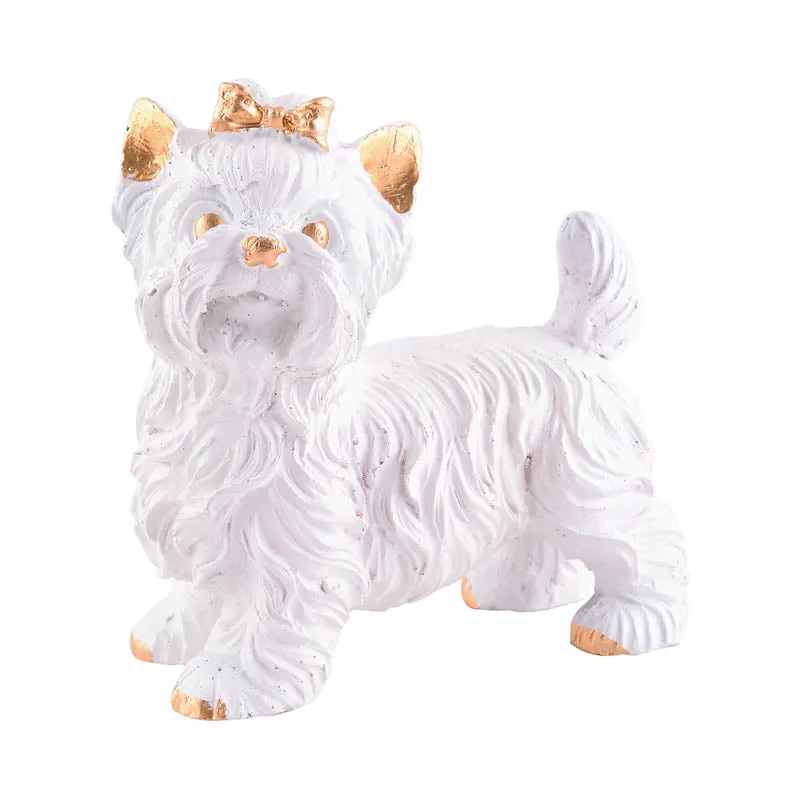 Yapping Yorkie Painted Polyresin Show Piece - White media 4