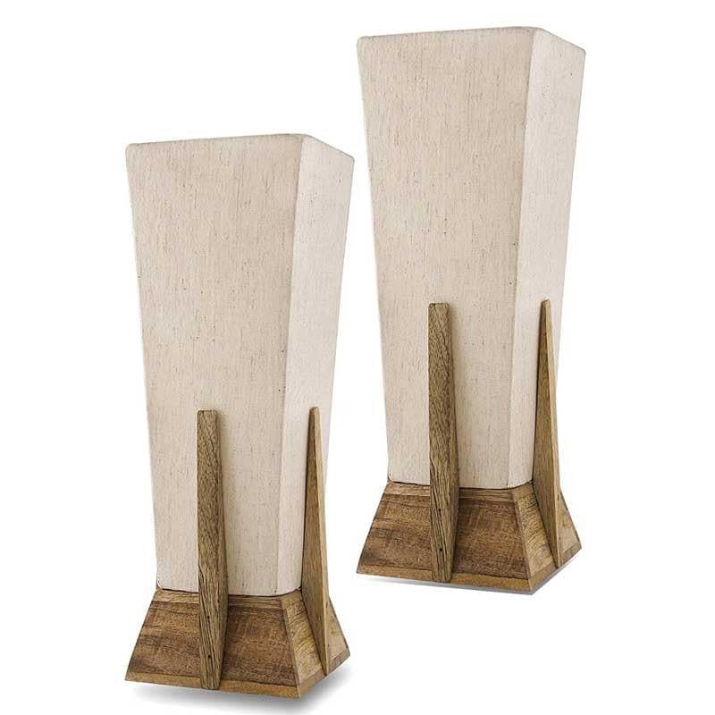 Weathered Luna Fabric Table Lamp (White) - Set of Two media 3