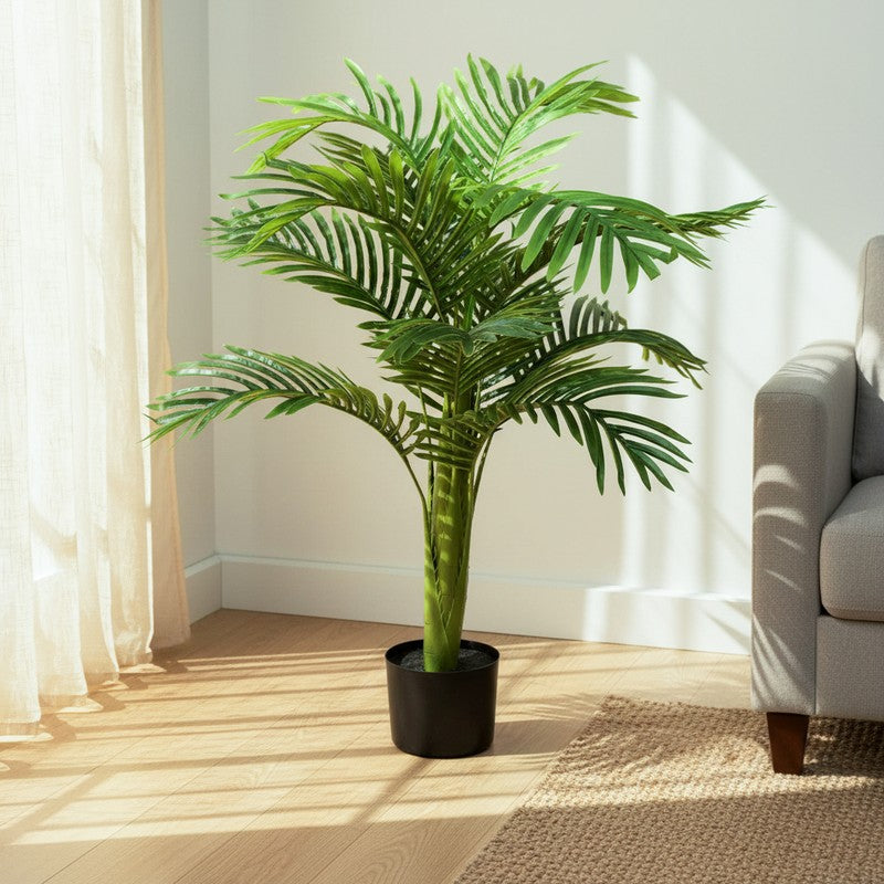 AuraLeaf Artificial Areca Plant With Black Plastic Pot - 3 Feet media 3