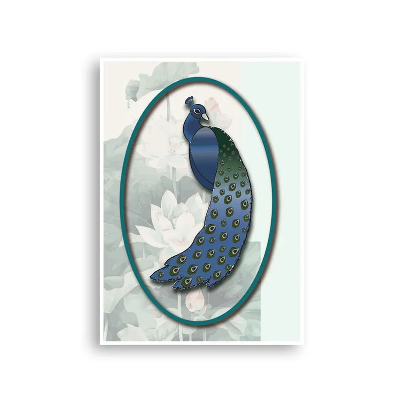 Peacock Portrait Wall Art with White Frame media 5