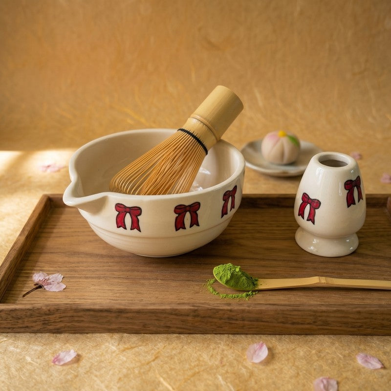 Midori Ceramic Matcha Bowl & Whisk Holder Set - 550 mL media 4