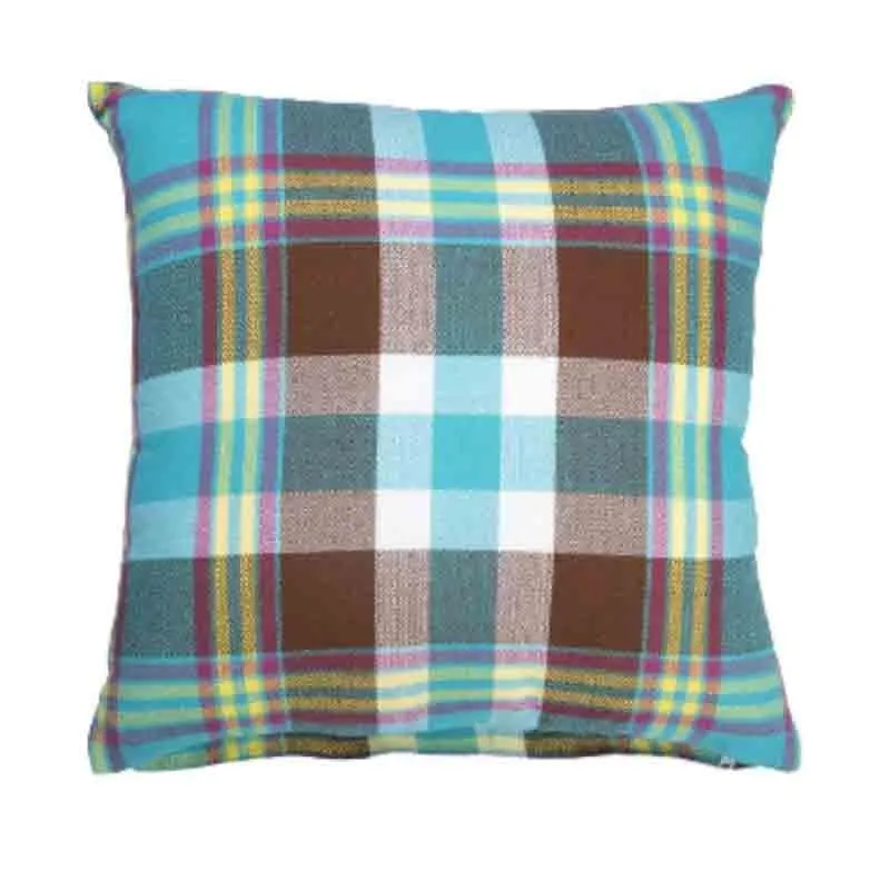 Happy Checks Cushion Cover - Blue - Set Of Five media 4