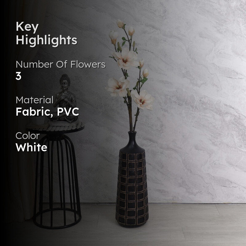 Artificial Magnolia Flower Stick With Lasting Charm - White media 2