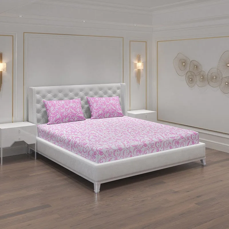 Monte Carlo Amrit Paisley Cotton Bedsheet (Pink) - 104 TC media 1