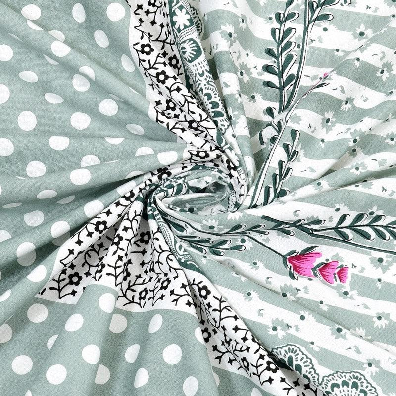 Kellan Floral Cotton Bedsheet (Green) - 180 TC media 6