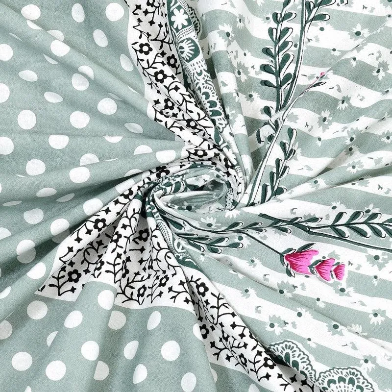 Kellan Floral Cotton Bedsheet (Green) - 180 TC media 6