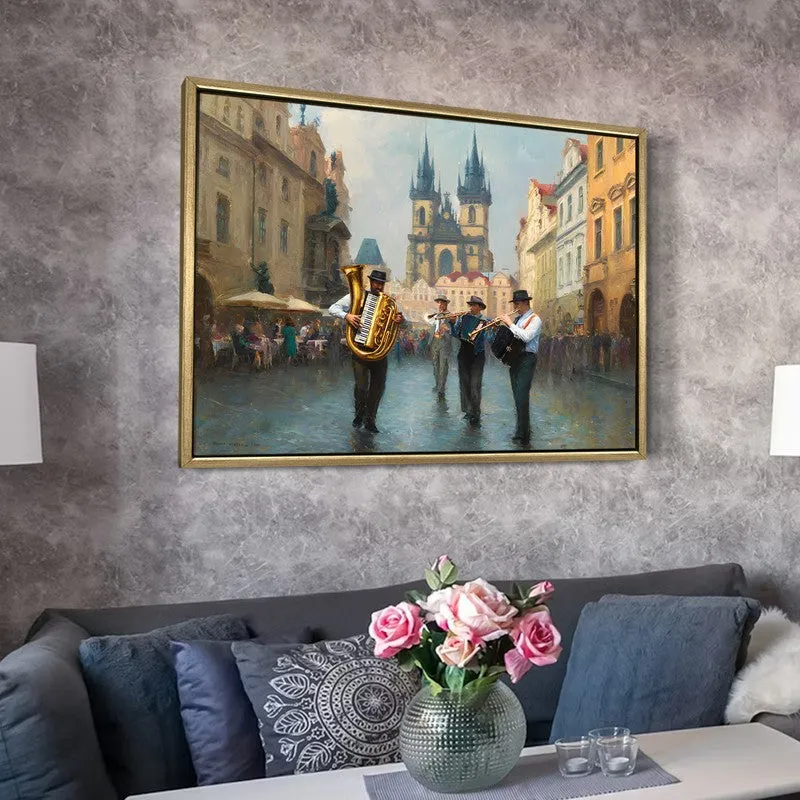 Oldtown Brass Canvas Wall Painting With Frame media 6
